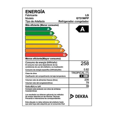 REFRIGERADORA LG TOP FREEZER NO FROST 314 LT GT31WPP CON DISPENSADOR AGUA - 6