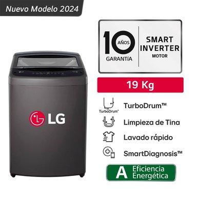 LAVADORA AUTOMÁTICA LG SMART INVERTER WT19BVTB 19 KG TURBODRUM NUEVO MODELO