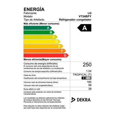 REFRIGERADORA LG TOP FREEZER VT24BPY NO FROST 241 LT - 6