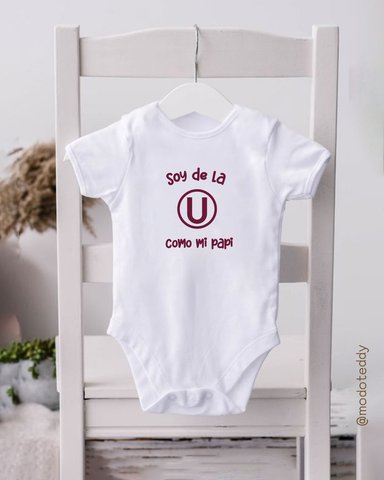 BODY UNISEX MODO TEDDY BLANCO SOY LA U COMO MI PAPI