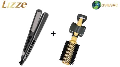 LIZZE PACK PLANCHA PROFESIONAL DE CABELLO EXTREME + CEPILLO REDONDO PENACHO BLANCO N°43