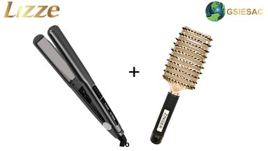 LIZZE PACK PLANCHA PROFESIONAL DE CABELLO EXTREME + CEPILLO DESENREDANTE ESQUELETO DORADO ZINGER