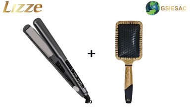 LIZZE PACK PLANCHA PROFESIONAL DE CABELLO EXTREME + CEPILLO DESENREDANTE PALETA NEGRO