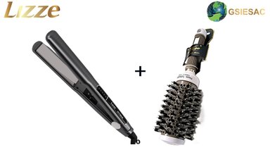 LIZZE PACK PLANCHA PROFESIONAL DE CABELLO EXTREME + CEPILLO TERMICO CERAMIC ION N°45