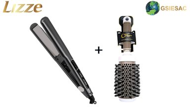 LIZZE PACK PLANCHA PROFESIONAL DE CABELLO EXTREME + CEPILLO TÉRMICO CERAMIC ION N°53