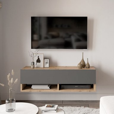 CENTRO DE ENTRETENIMIENTO STARHOME ME MUEBLES FLOTANTE ROBLE Y PLOMO - 1