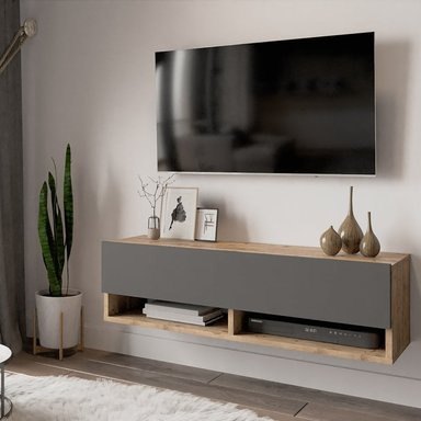 CENTRO DE ENTRETENIMIENTO STARHOME ME MUEBLES FLOTANTE ROBLE Y PLOMO - 2