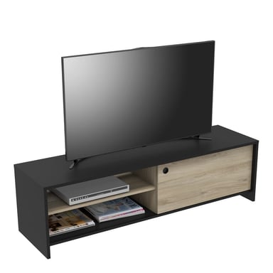 MUEBLES STARHOME- CENTRO DE ENTRETENIMIENTO MACAO - NEGRO Y ROBLE | MULTICOLOR - 1