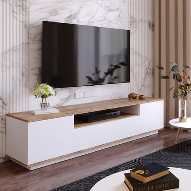 MUEBLES STARHOME - CENTRO DE ENTRETENIMIENTO CONTINENTAL- BLANCO Y ROBLE | MULTICOLOR - 2