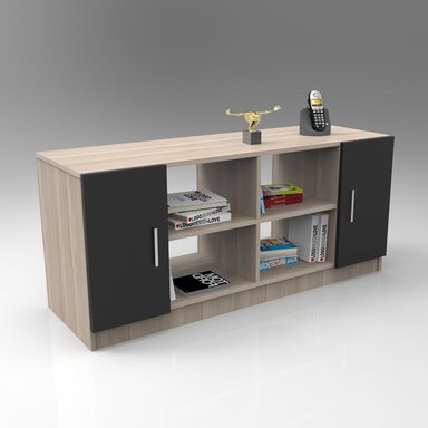 MUEBLES STARHOME - CENTRO DE ENTRETENIMIENTO GOOD FEELING-ROBLE CLARO Y PLOMO | MULTICOLOR - 1