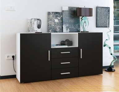 CENTRO DE ENTRETENIMIENTO STARHOME BOLD MUEBLES BLANCO Y NEGRO