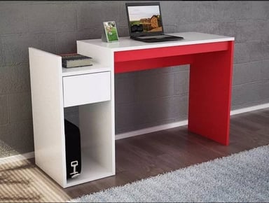 ESCRITORIO STARHOME LUFUS 130 CM X 50 CM - CON SECCIONES - BLANCO / ROJO - 1