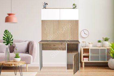 ESCRITORIO STARHOME ALGER 120 CM X 45 CM ROBLEMUEBLES OFICINA ARCHIVADOR Y WALL PANEL Y BLANCO