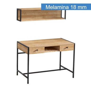 ESCRITORIO STARHOME ESTILO INDUSTRIAL PINA CON ESTANTE ROBLE