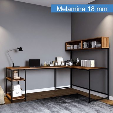 ESCRITORIO STARHOME ESTILO INDUSTRIAL EN 'L' MASSIMO ROBLE