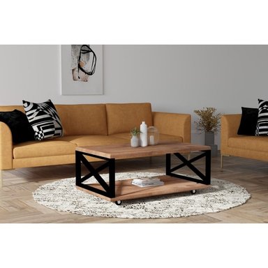 MESA DE CENTRO STARHOME BILLY ROBLE Y NEGRO