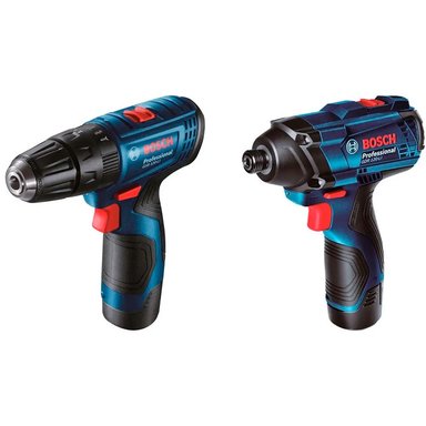 SET DE HERRAMIENTAS BOSCH TALADRO PERCUTOR GSB 120 + LLAVE IMPACTO GDR 120 12V + 2 BATERÍAS X 2.0 AH + CARGADOR + MALETÍN - 2