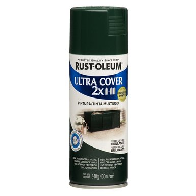 AEROSOL MULTIUSOS RUST OLEUM ULTRA COVER 2X VERDE OSCURO 430 ML BRILL. 340G