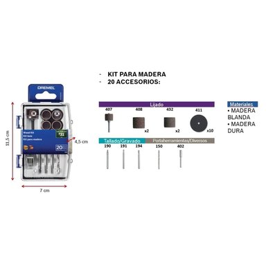 MICRO KIT DE ACCESORIOS PARA LIJADO DE MADERA DREMEL 733 - 2