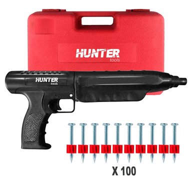 HUNTER PISTOLA DE IMPACTO PARA FIJACIÓN PT-396 + 100 CLAVOS