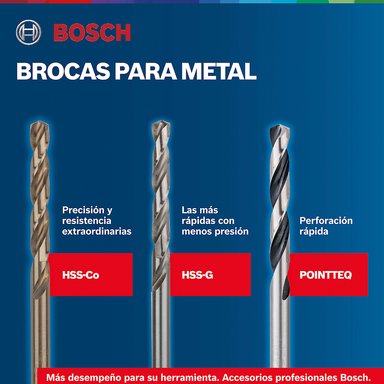 SET 5 BROCAS METAL BOSCH HSS-G VAST HEX DE 2 3 4 5 Y 6MM - 6