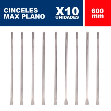 SET CINCELES 10 PIEZAS BOSCH CINCEL PLANO SDS-MAX ECO 25X600 MM X UN