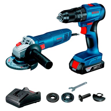 SET DE HERRAMIENTAS BOSCH TALADRO PERCUTOR GSB 185-LI 18V + BATERÍA + ESMERIL GWS 700 - 1