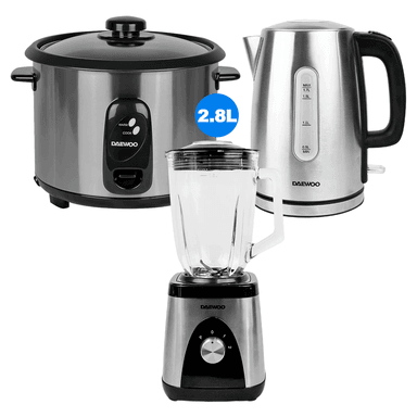 COMBO DAEWOO OLLA ARROCERA 2.8L+HERVIDOR 1.7L+LICUADORA 1.5L
