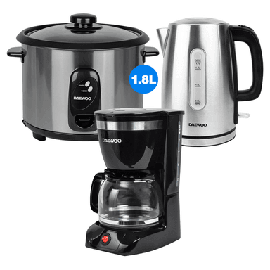 DAEWOO OLLA ARROCERA 1.8L + HERVIDOR 1.7L + CAFETERA 1.25L