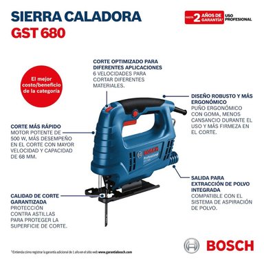 SIERRA CALADORA BOSCH GST 680 20 MM 500W - 5