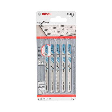 HOJAS SIERRA CALAR 5 PIEZAS BOSCH T118G HSS RECTO FINO BÁSICO METAL