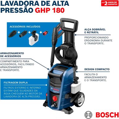 HIDROLAVADORA DE ALTA PRESIÓN BOSCH GHP 180 1500W PROFESIONAL - 6