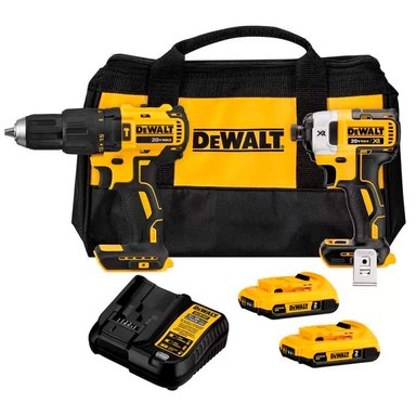 SET DE HERRAMIENTAS DEWALT TALADRO PERCUTOR 1/2' 20V + ATORNILLADOR IMPACTO 1/4' 20V