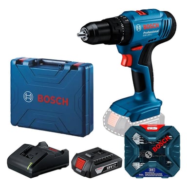 SET DE HERRAMIENTAS BOSCH TALADRO PERCUTOR GSB 183 18V 1/2' 1 BATERÍA + SET 34 - 1