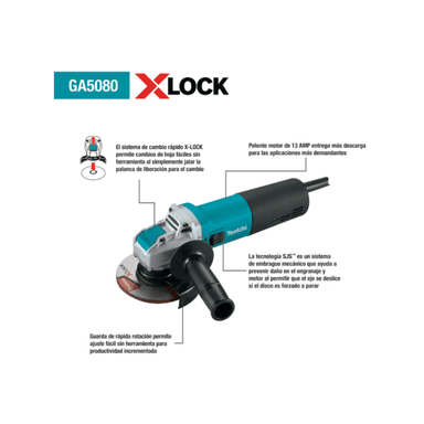 ESMERIL AMOLADORA MAKITA GA5080 5' 1400W SJS X LOCK - 2