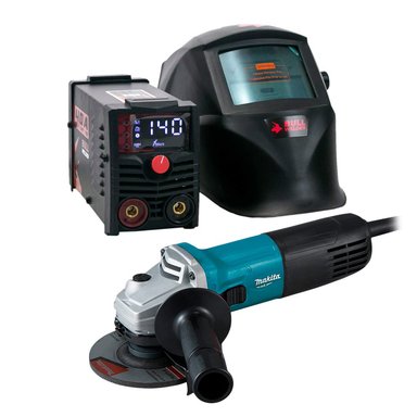 COMBO MAKITA SOLDADORA INVERTER ARCO 140A + MÁSCARA + ESMERIL 4.5' M9507B