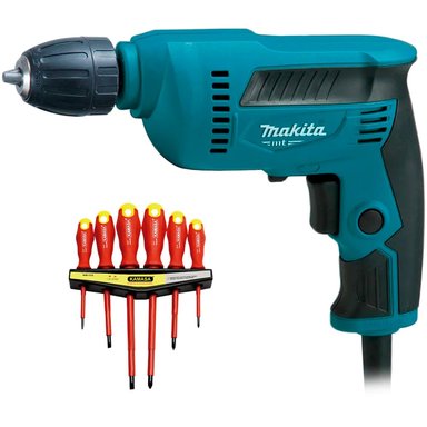 TALADRO ROTACIÓN 3/8' M6002B 450W MAKITA + SET 6PZ KM133