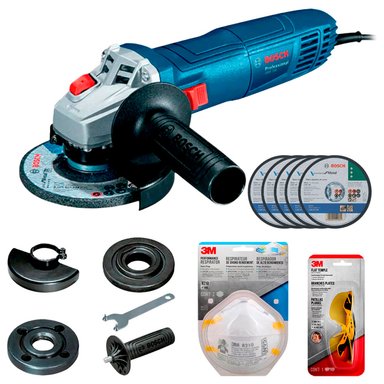 ESMERIL ANGULAR GWS 700 + 5 DISCOS + MASCARILLA + LENTES 3M