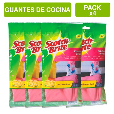 PACK X4 GUANTES SCOTCH BRITE COCINA TALLA M