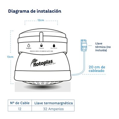 DUCHA ELECTRICA ROTOPLAS 3T 5500W - 2