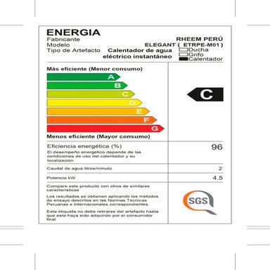 RAPIDUCHA ELÉCTRICA RHEEM ELEGANT 4.5 KW - 7