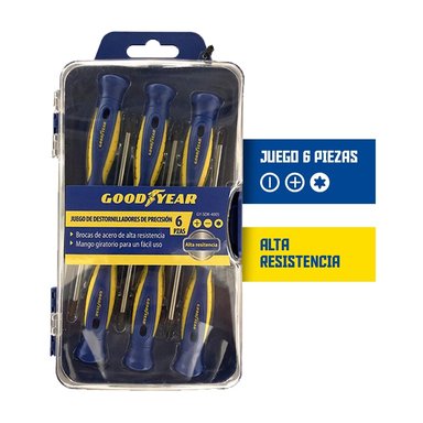 DESTORNILLADORES PUNTAS PRECISIÓN GOODYEAR GY-SDK-4005 SET 6 PIEZAS