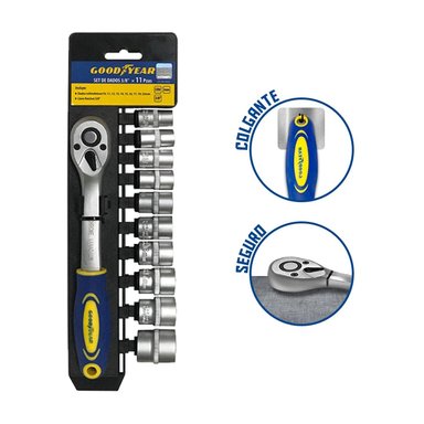 SET DADOS GOODYEAR GY-SK-5002 11 PIEZAS 3/8' PULGADAS CRV