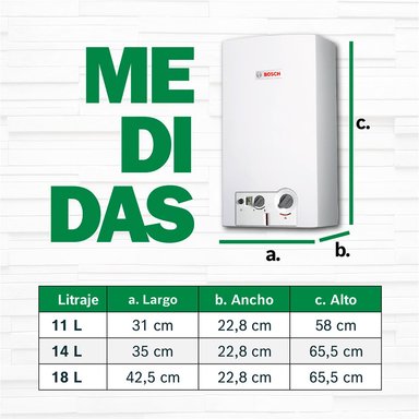 TERMA A GAS BOSCH 11 LITROS GLP AUTOMODULANTE PREMIUM KIT INSTALACIÓN - 5