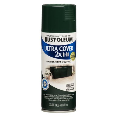 AEROSOL MULTIUSOS RUST OLEUM ULTRA COVER 2X VERDE OSCURO 430 ML BRILL. 340G