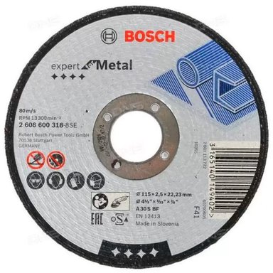 BOSCH DISCO ABRASIVO CORTE EXPERT METAL 115X2.5 RECTO