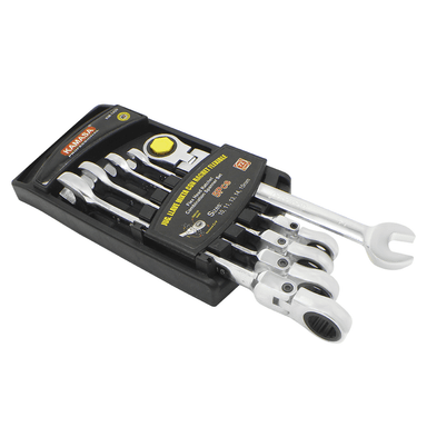 SET LLAVE MIXTA + RACHET KAMASA KM1429 5 PIEZAS FLEXIBLE 10 A 15MM S