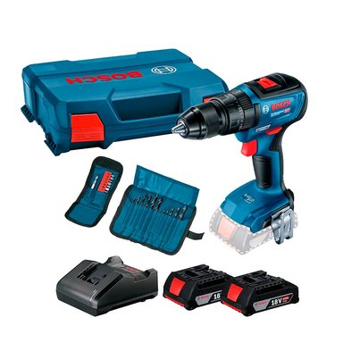 TALADRO PERCUTOR BOSCH GSB 18V-50 CON 2 BATERÍAS + KIT 23 PZAS