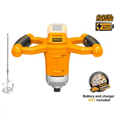 MEZCLADOR DE PINTURA INGCO MXLI2001 INDUSTRIAL 20V SIN BAT - 2