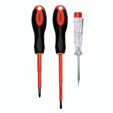 JUEGO DESARMADOR AISLANTE Y PILOTO X3PCS KAMASA KM1035